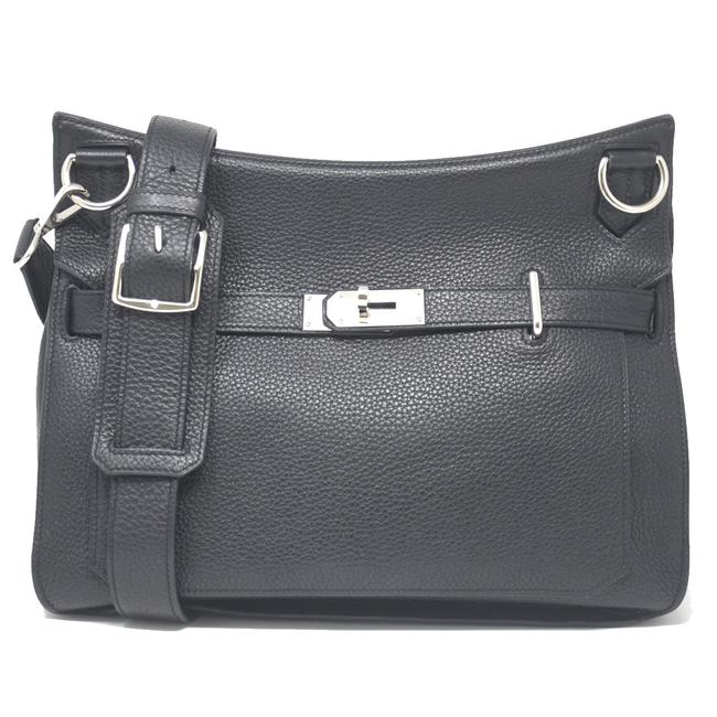 Hermes Jypsiere 34 Noir Black Leather Shoulder Bag