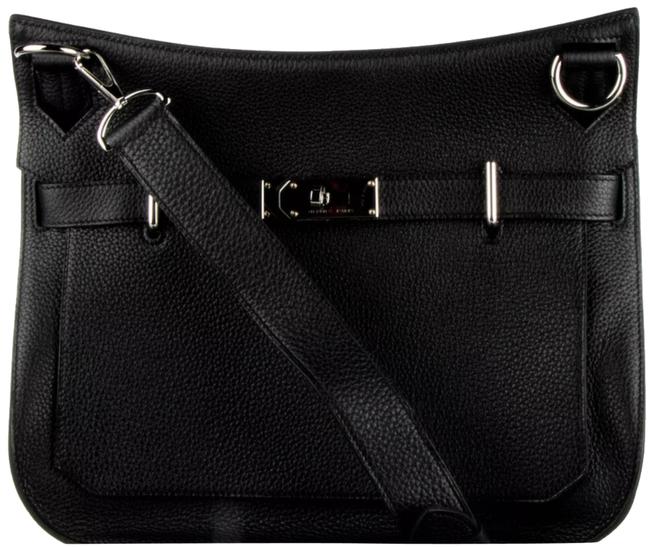 Hermes Jypsiere 37 Black Clemence Leather Shoulder Bag