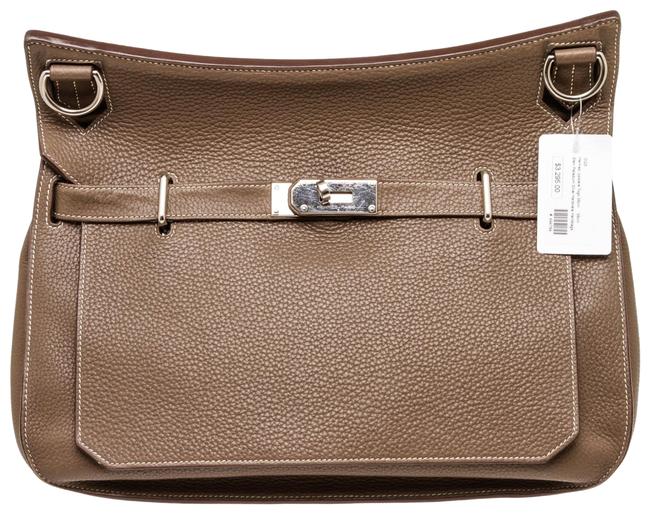 Hermes Jypsiere 494764 37cm Etain Clemence Leather Cross Body Bag