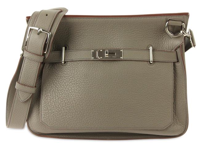 Hermes Jypsiere Clemence 34 Grey Leather Shoulder Bag