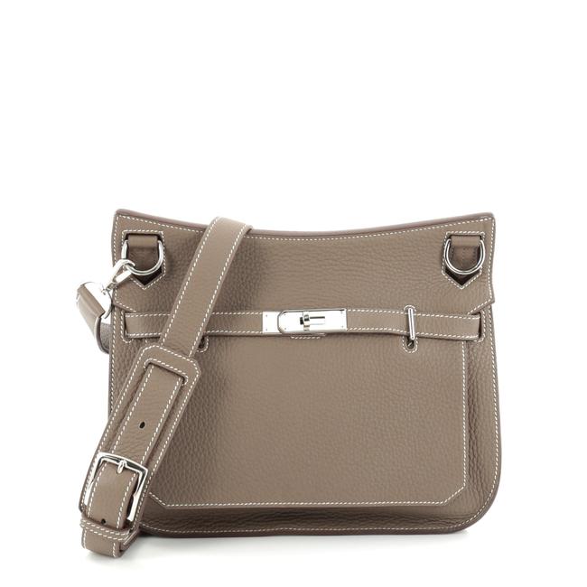 Hermes Jypsiere Handbag 28 Etoupe Clemence Leather Satchel