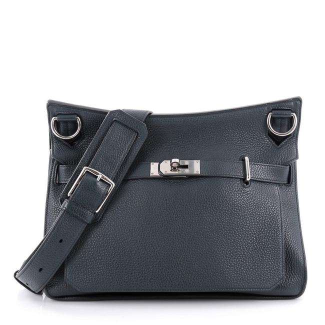 Hermes Jypsiere Handbag 34 Blue De Prusse Clemence Cross Body Bag