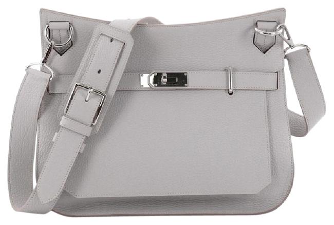 Hermes Jypsiere Handbag 34 Grey Clemence Cross Body Bag