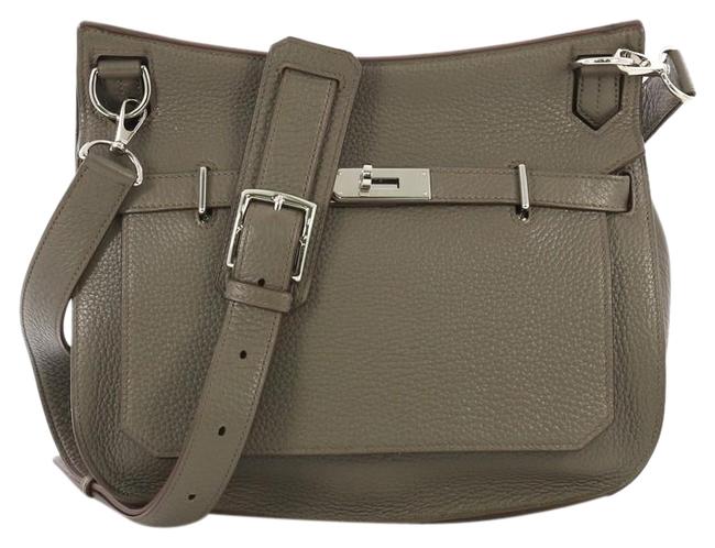 Hermes Jypsiere Handbag Clemence 28 Gray Leather Cross Body Bag