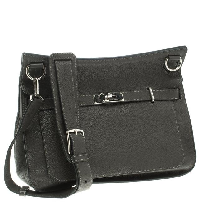 Hermes Jypsiere Vert Gris Taurillon Clemence 37 Grey Leather Shoulder Bag