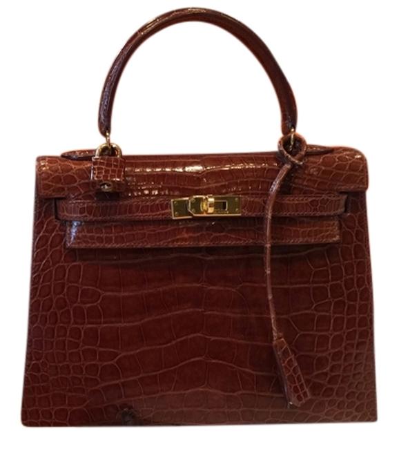 Hermes Kelly 25cm Shiny Miel Niloticus Crocodile Satchel