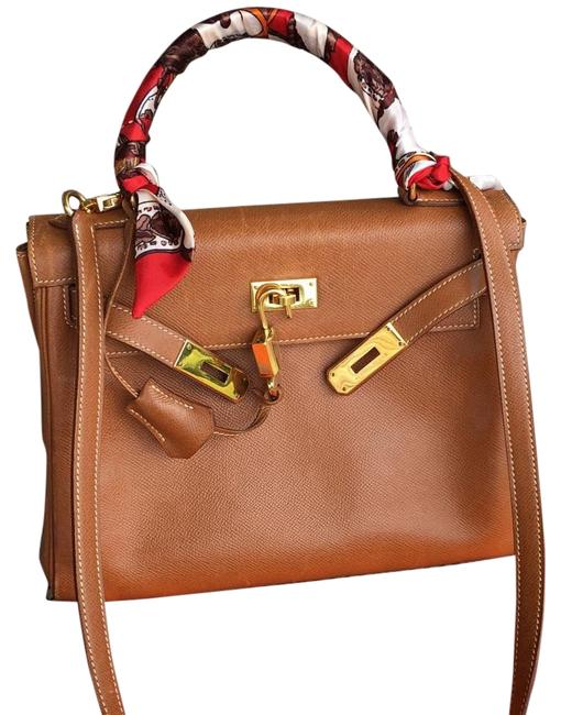 Hermes Kelly 28 Couchevel 2 Way Brown Leather Shoulder Bag