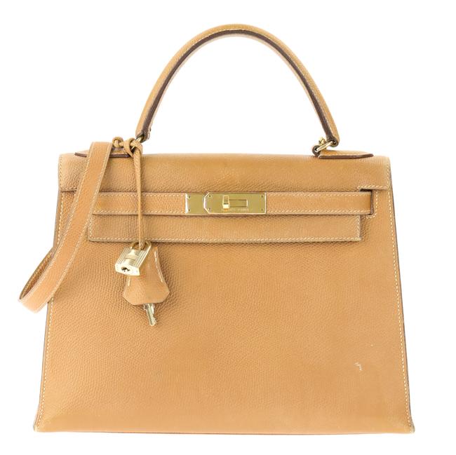 Hermes Kelly 28 Gold Brown Leather Satchel