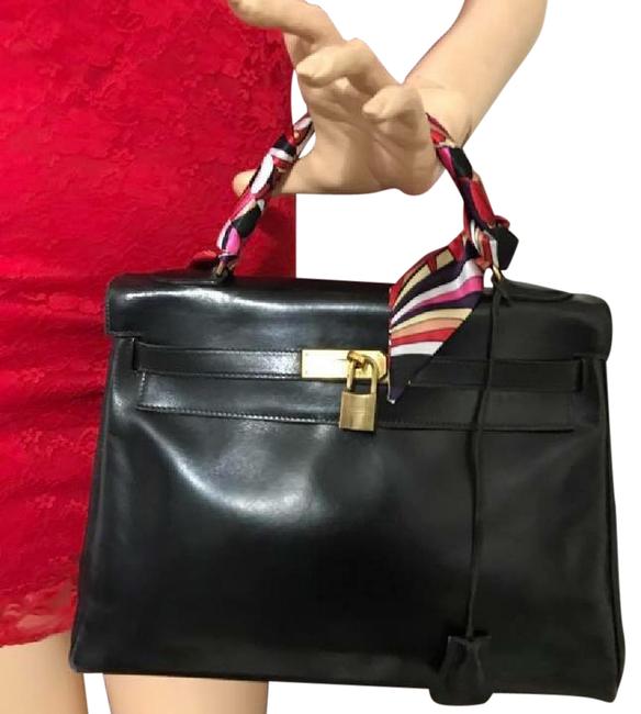 Hermes Kelly 32 Black Leather Tote