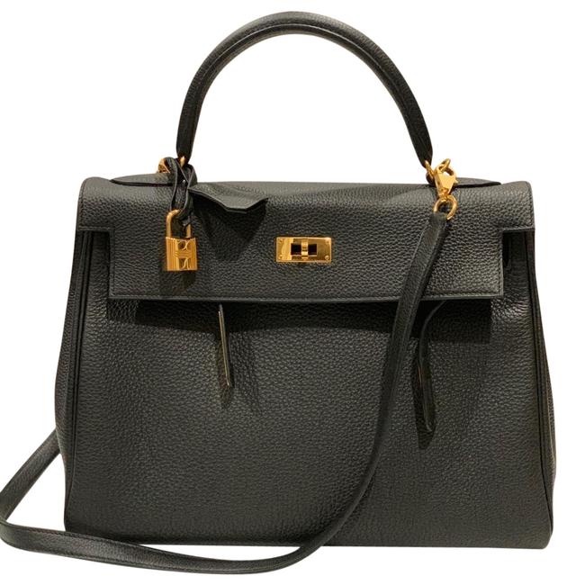 Hermes Kelly 32 Black Togo Leather Satchel