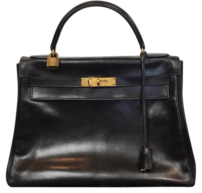 Hermes Kelly 32 Brown Box Calf Satchel