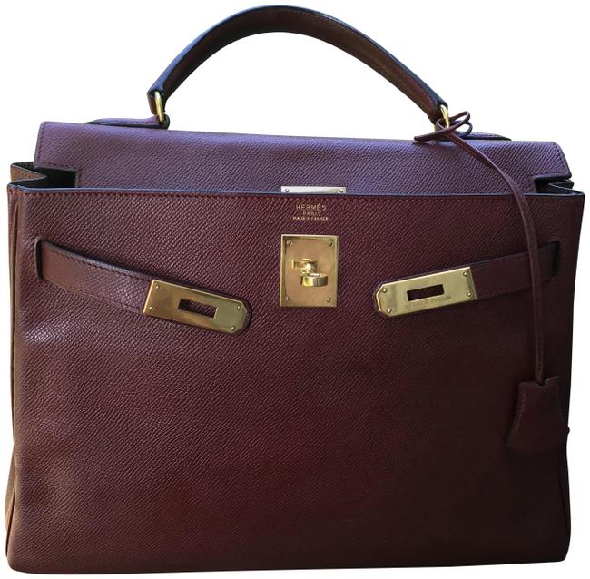 Hermes Kelly 32 Courchevel Red/Wine Leather Satchel