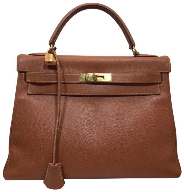 Hermes Kelly 32 Gold Courcheval Leather Satchel
