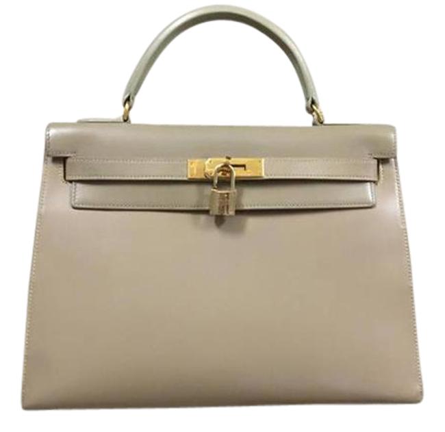 Hermes Kelly 32 Leather Beige Box Calf Satchel