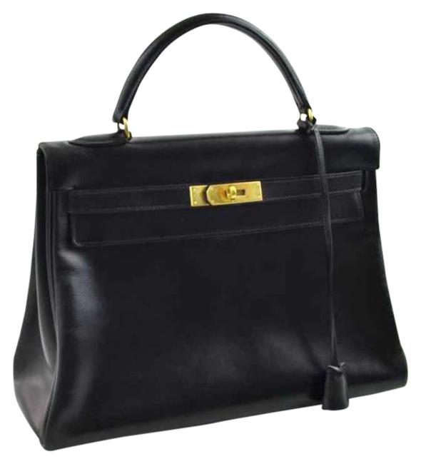 Hermes Kelly 32cm Black Leather Tote