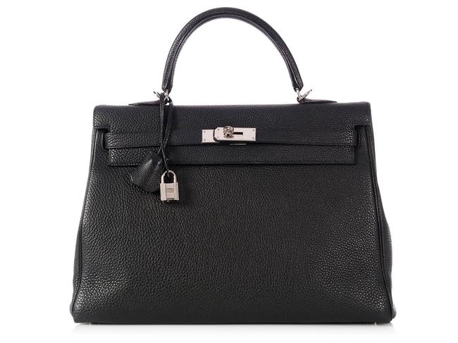 Hermes Kelly 35 Black Togo Leather Satchel