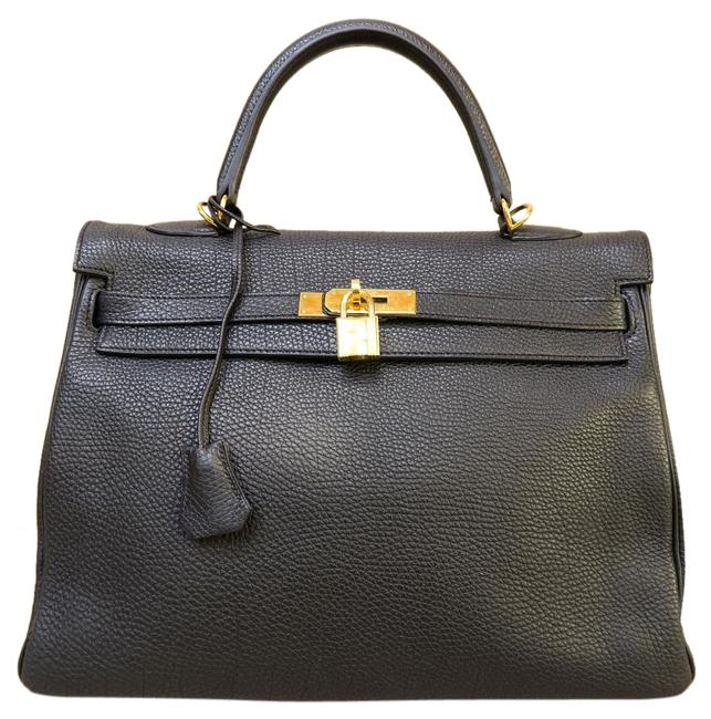 Hermes Kelly 35 Black Togo Satchel
