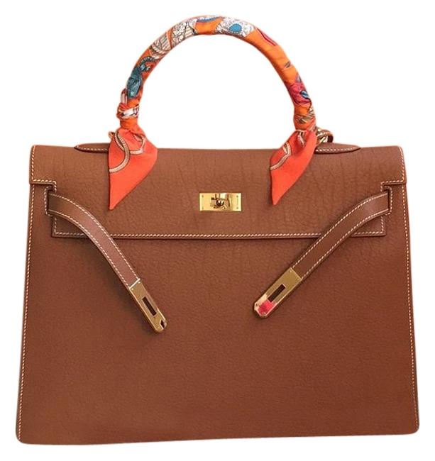 Hermes Kelly 35 Gold Leather Satchel
