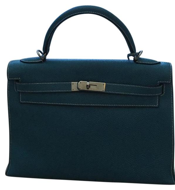 Hermes Kelly Blue Jean Togo Satchel