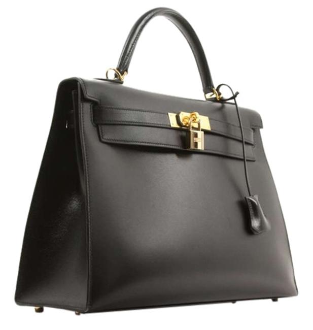 Hermes Kelly Box 32cm Black Leather Satchel