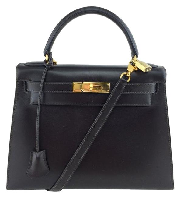 Hermes Kelly Box Calf 28 Handbag Brown Leather Satchel