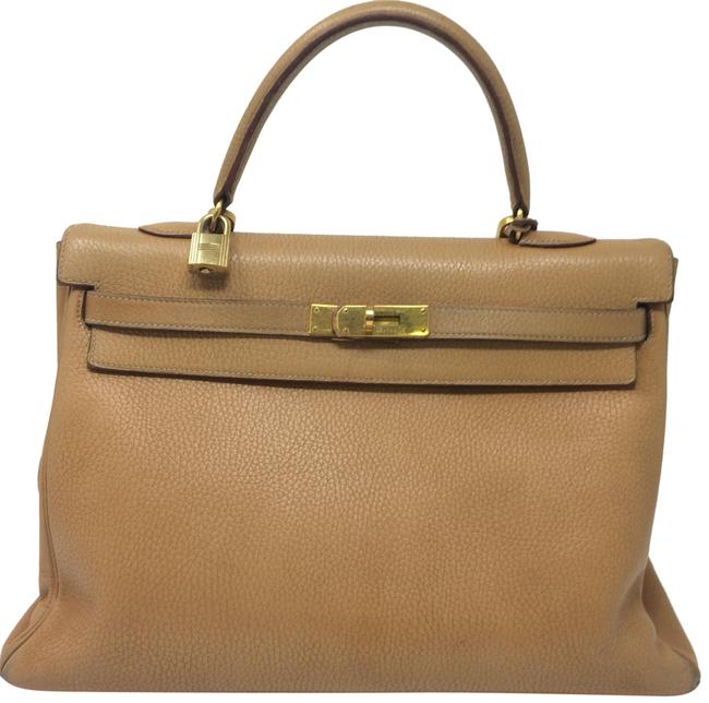 Hermes Kelly Camel Buffalo Leather Satchel