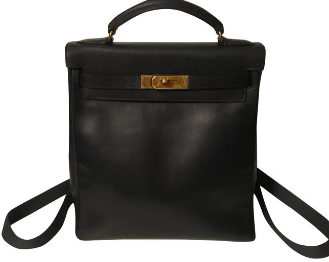 Hermes Kelly Gm Dark Navy Blue Leather Backpack