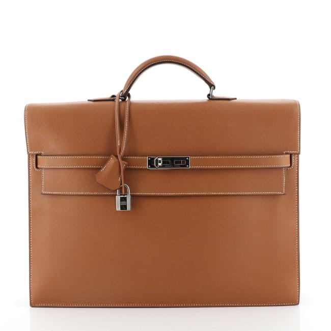 Hermes Kelly Depeche Handbag Epsom 38 Brown Leather Tote