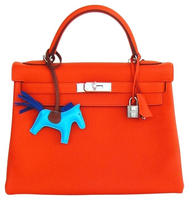 Hermes Kelly Feu 32cm Togo Palladium Orange Shoulder Bag