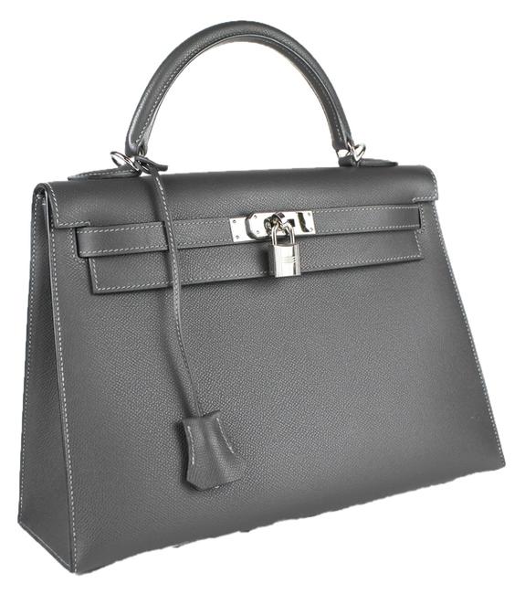 Hermes Kelly Graphite Epsom 32 Cm Sellier Grey Leather Satchel