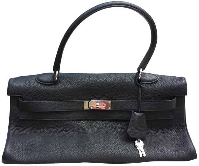 Hermes Kelly Handbag 42 Black Clemence Shoulder Bag