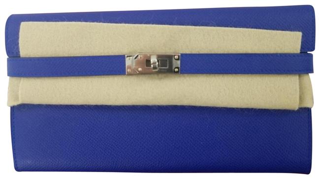 Hermes Long Wallet Kelly Electric Blue Leather Clutch