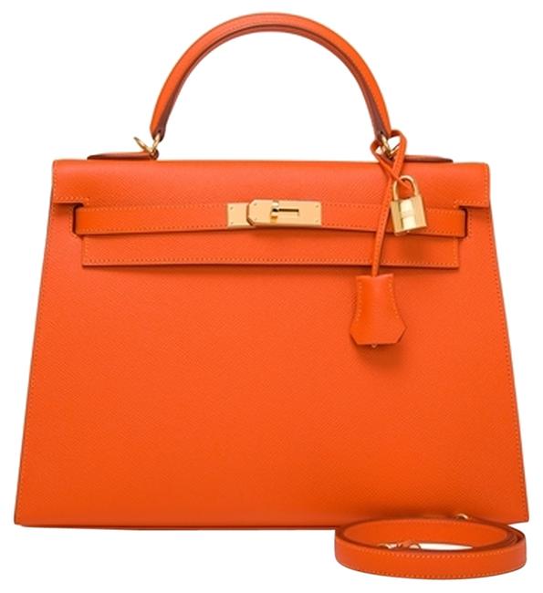 Hermes Kelly Orange H Epsom Sellier 32cm Shoulder Bag