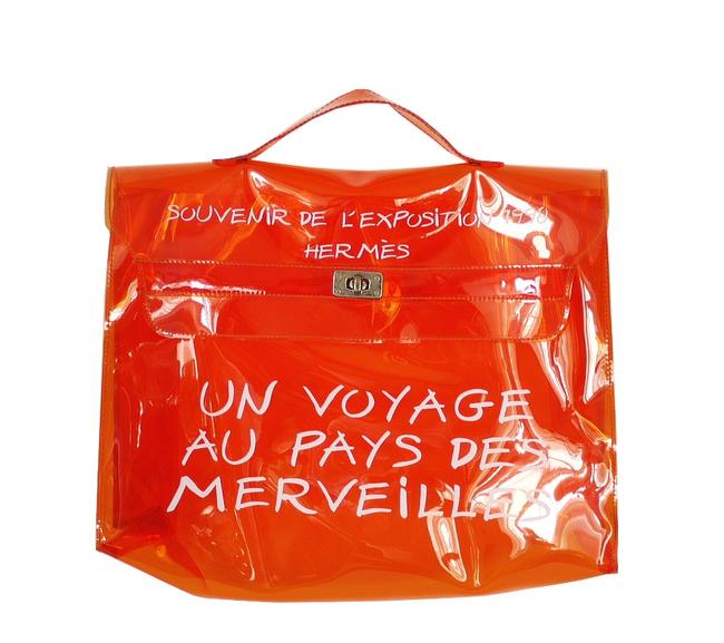 Hermes Kelly Orange Vinyl Tote