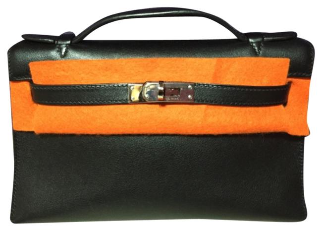 Hermes Kelly Pochette Black Swift Baguette