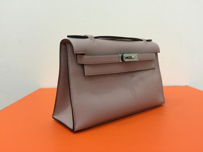 Hermes Kelly Pochette Cut Glycine Leather Clutch