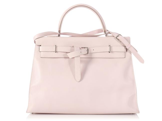 Hermes Kelly Rose Dragee Flat 35 Pink Leather Satchel