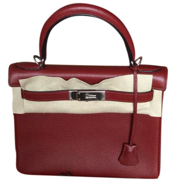 Hermes Kelly Rubis 28cm In Togo Leather with Silver Tone Hardware Satchel