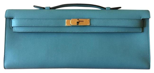 Hermes Kelly Saint Cyr Handbag Ghw Gold Hardware Blue Swift Leather Clutch