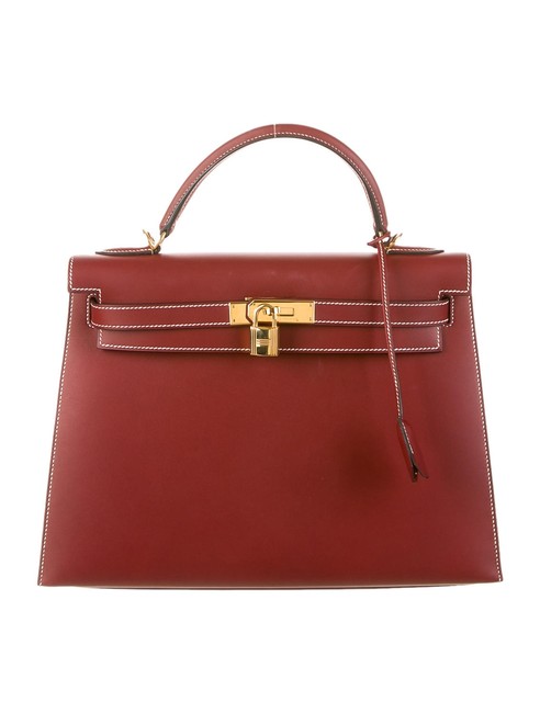 Hermes Kelly Sellier 32cm Rouge Garance Chamonix Leather Tote