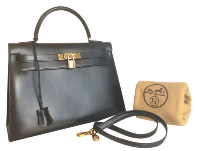 Hermes Kelly Sellier Noir 32cm Black Box Calf Leather Satchel