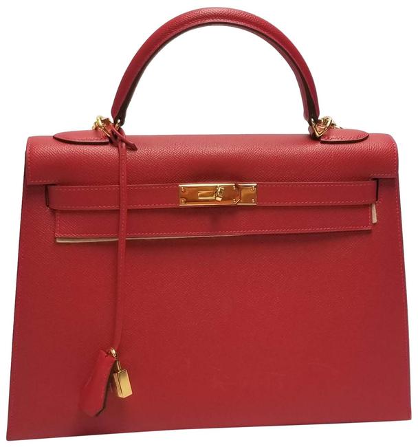 Hermes Kelly Sellier Red Rogue Casaque Epsom Leather Shoulder Bag