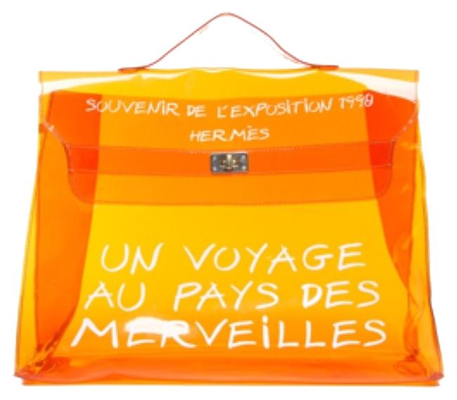 Hermes Kelly L Souvenir De L'expisition Orange Vinyl Satchel