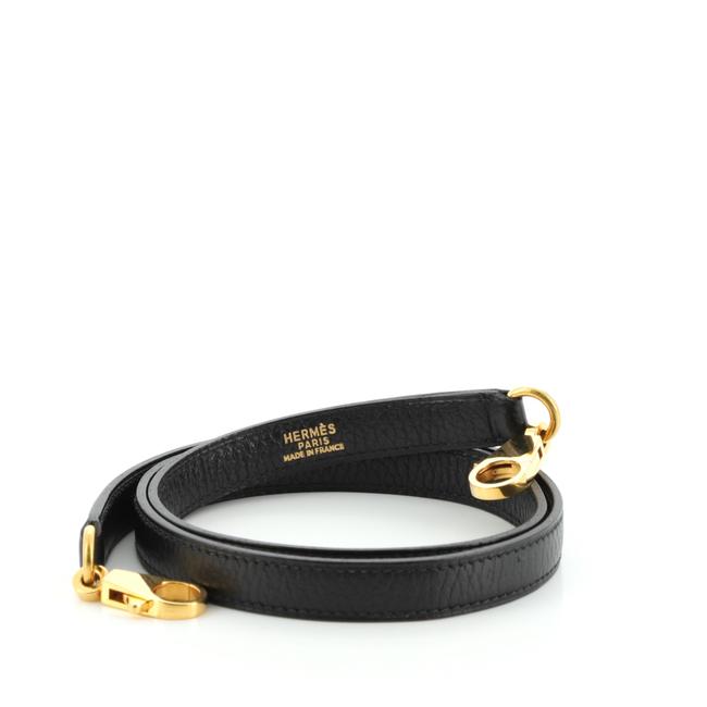 Hermes Kelly Strap Noir Leather Shoulder Bag