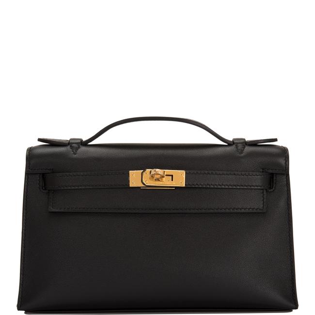 Hermes Kelly Swift Mini Pochette Black Leather Clutch