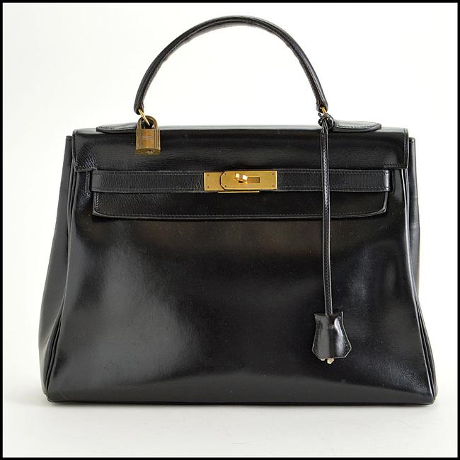 Hermes Kelly Vintage Chamonix 32cm Handbag Black Leather Tote