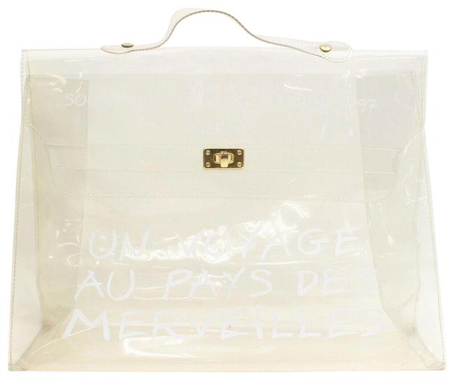 Hermes Kelly Vinyl Beach Clear Vinyl Shc7 10654 Tote