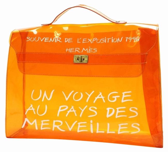 Hermes Kelly Vinyl Handbag Orange Satchel