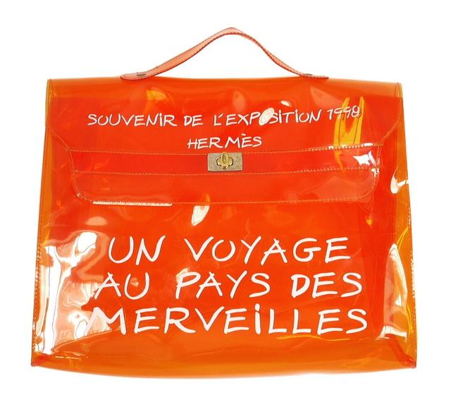 Hermes Kelly Vinyl Orange Tote