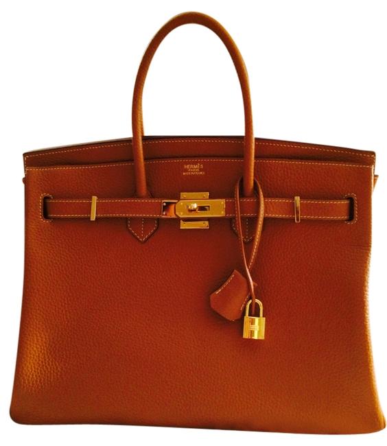 Hermes Leather 35cm Tan Clemence Satchel